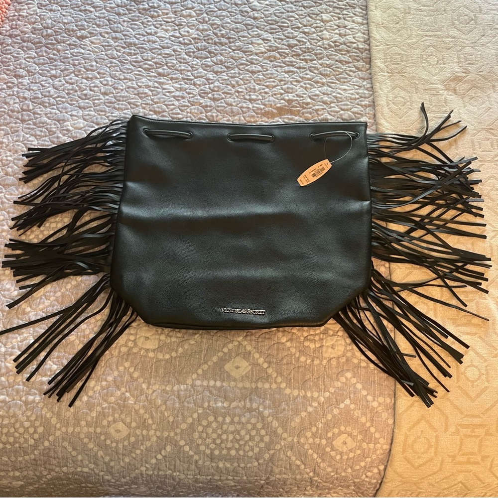 Victoria’s Secret Black Leather Tote Bag, NWT.